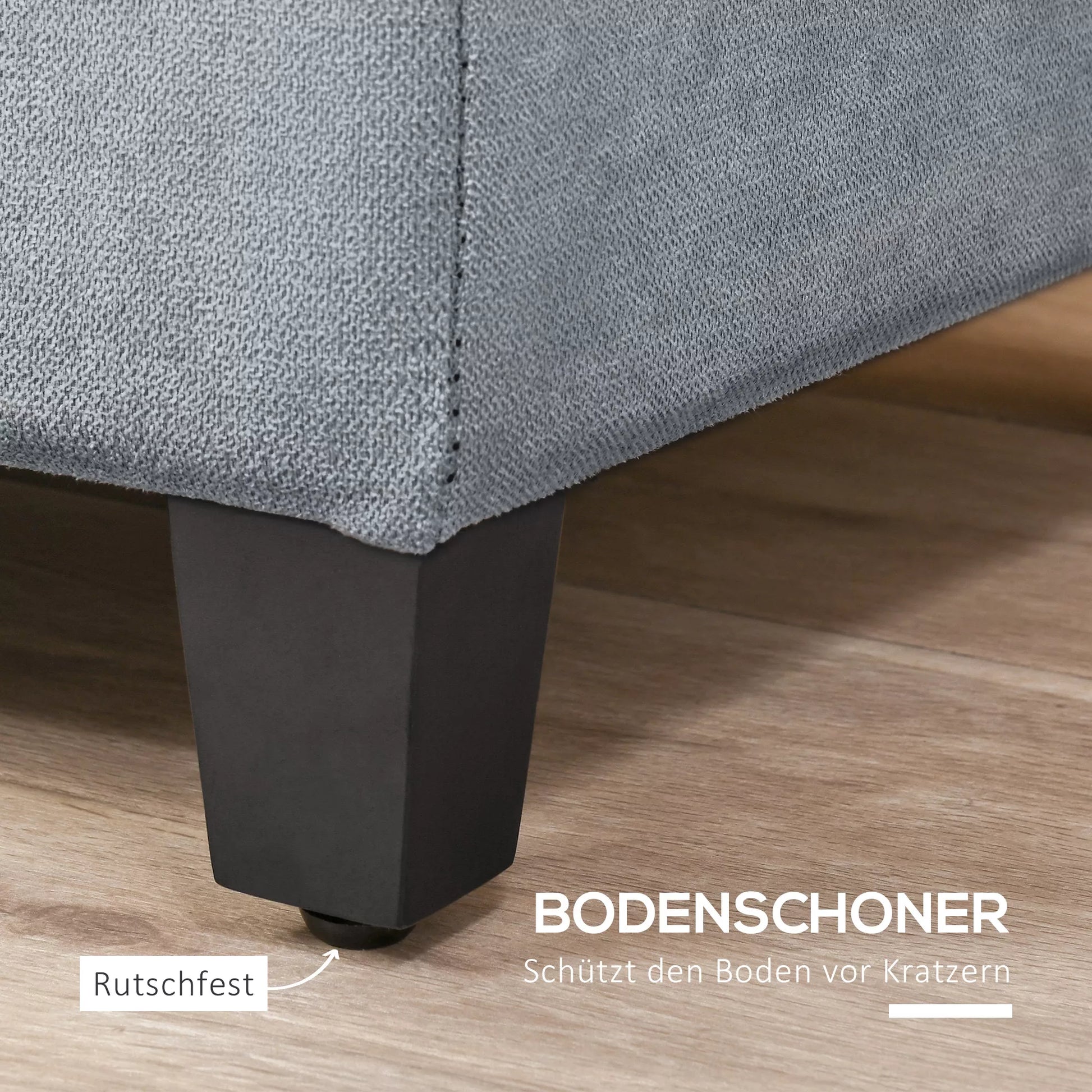 Suolas su daiktadėže, otomanas, koridoriaus suolas, sagtelėmis siūtas, 125,1 cm x 48,9 cm x 41,3 cm, Pilkas