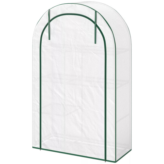 Mini šiltnamis, 4 pakopų šiltnamis su plastikine danga, nešiojamas, su atverčiamomis durimis, 100 x 45 x 160 cm, baltas