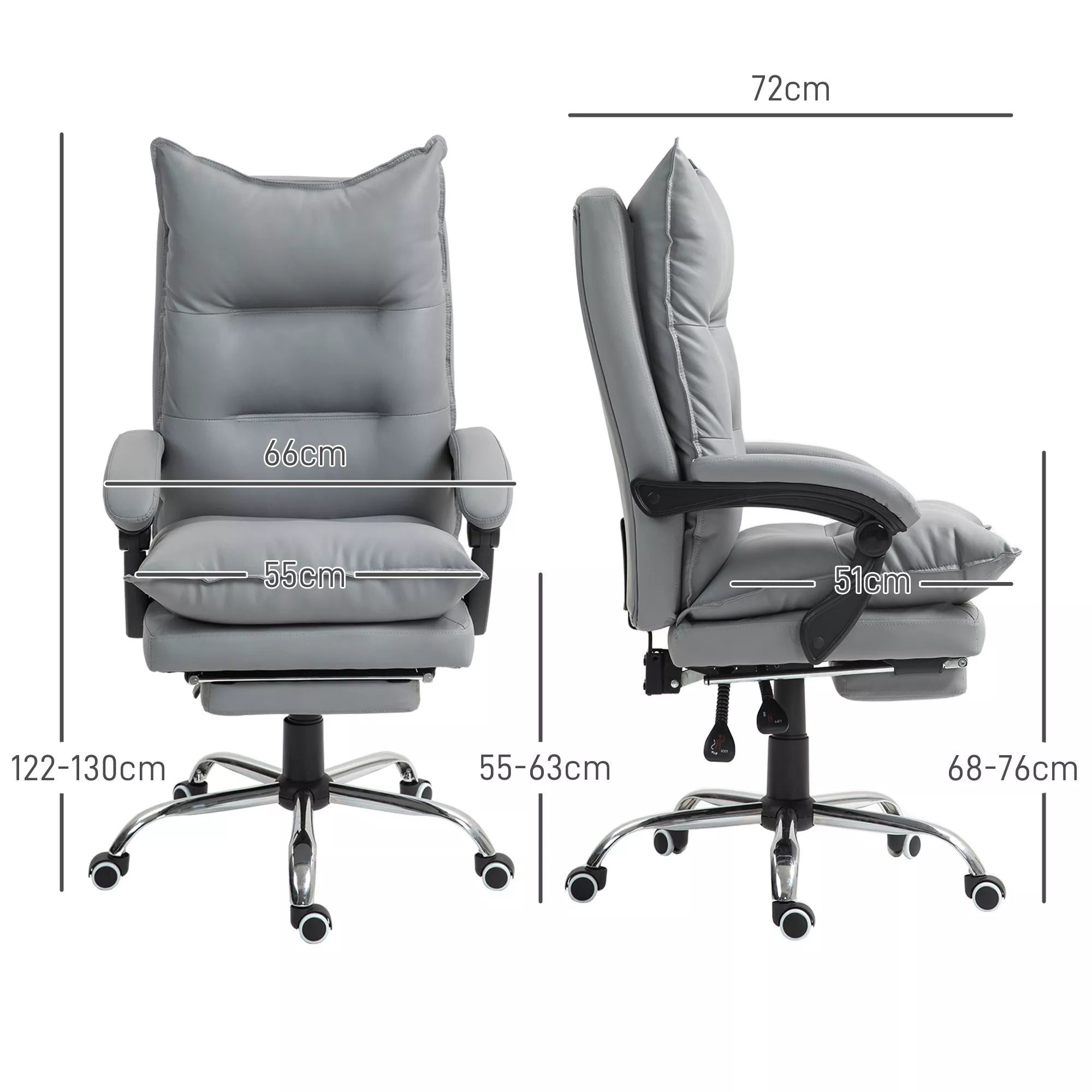 Ergonomiška biuro kėdė, reguliuojamas sėdynės aukštis, pakreipiamas atlošas, dirbtinė oda, šviesiai pilka