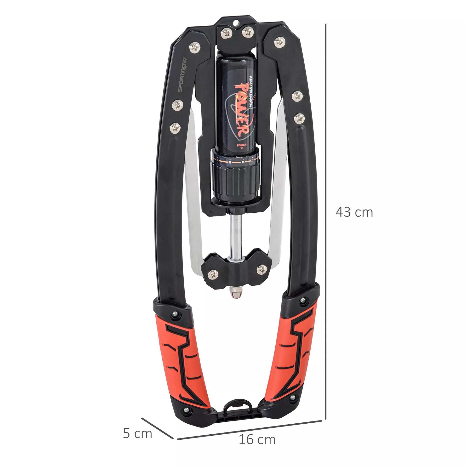 „Power Twister“ 10-200 kg Rankų stiprintuvas, reguliuojamas hidraulinis rankų treniruoklis, 43 x 16 x 5 cm, juodas + raudonas