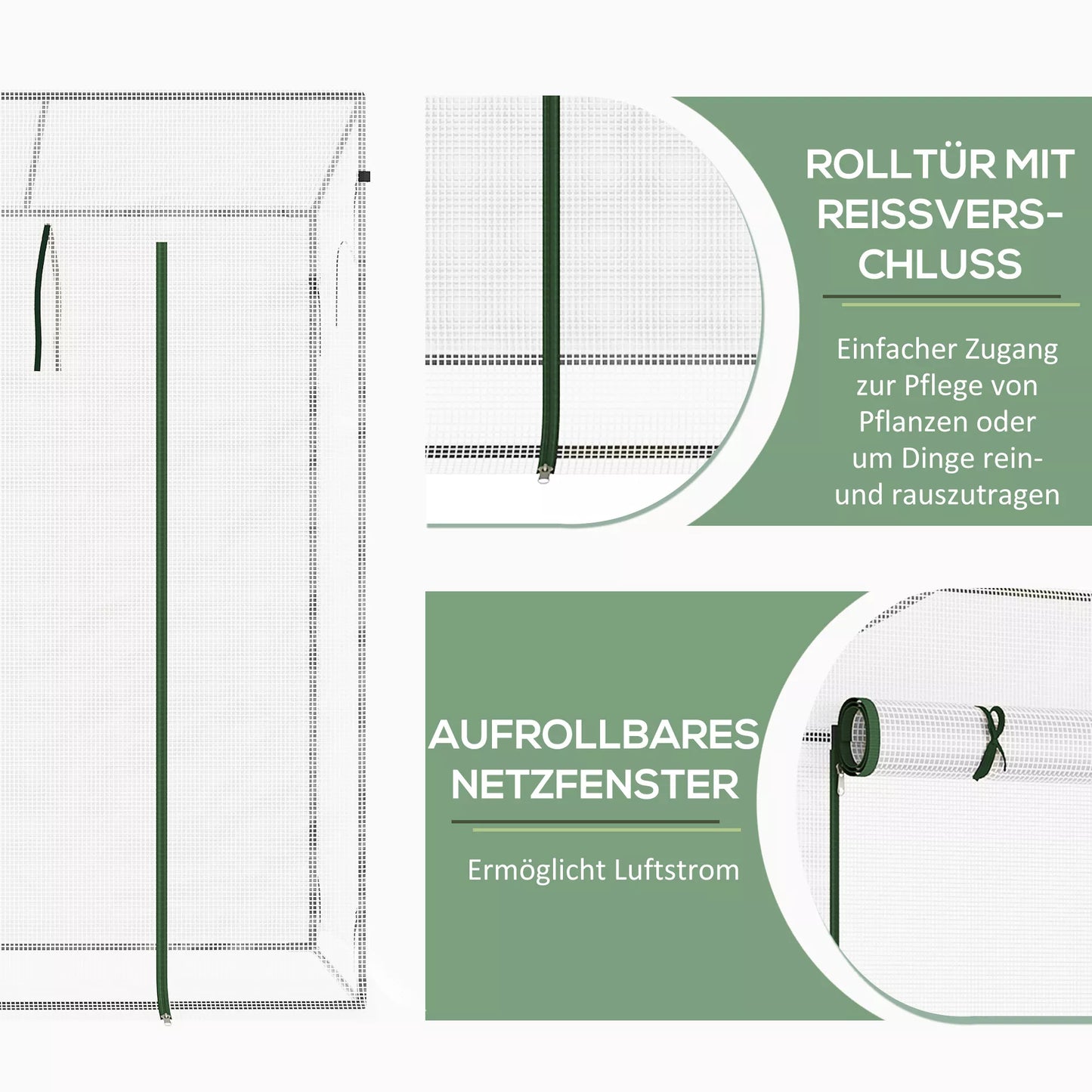 Šiltnamis su šoniniais langais, suskleidžiamomis durimis, atsparus vėjui, plieninis rėmas, plastikinė danga, baltas, 200 x 76 x 168 cm