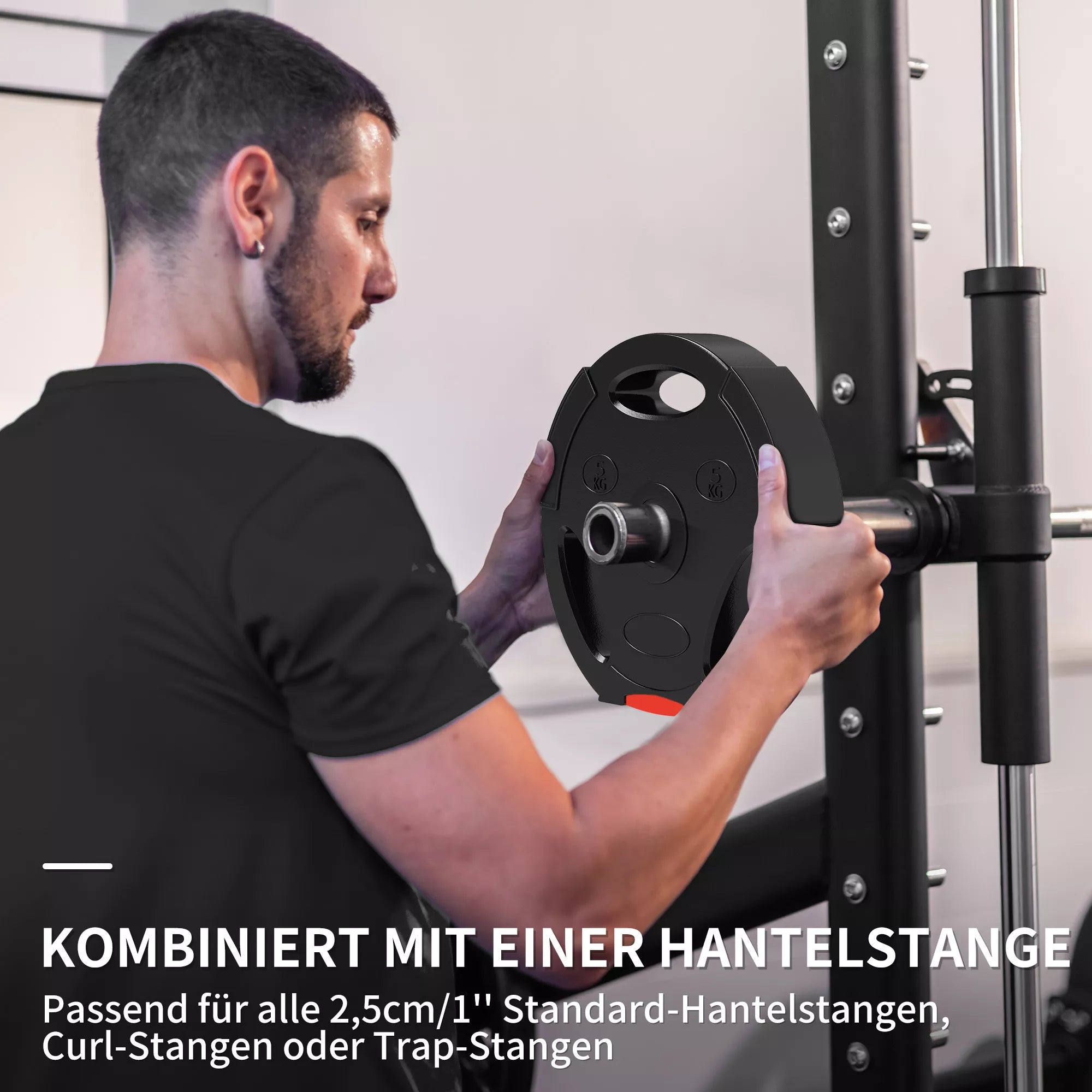 4 vnt. svorio plokščių rinkinys treniruotėms, sporto salėms, namų treniruotėms, jėgos treniruotėms, 2 x 5 kg ir 2 x 2,5 kg, juodos spalvos