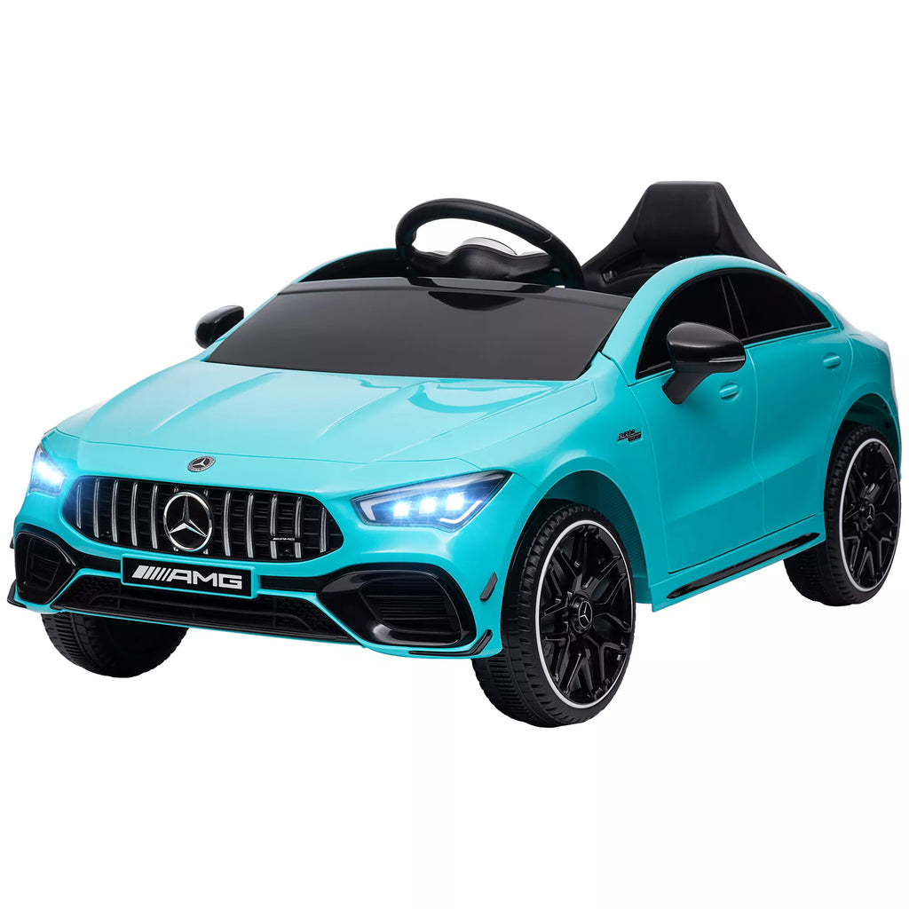 Vaikų elektrinis automobilis, valdomas nuotoliniu būdu, su transportavimo ratukais, LED žibintais, signaline, skirtas 3–6 metų vaikams, šviesiai mėlynos spalvos