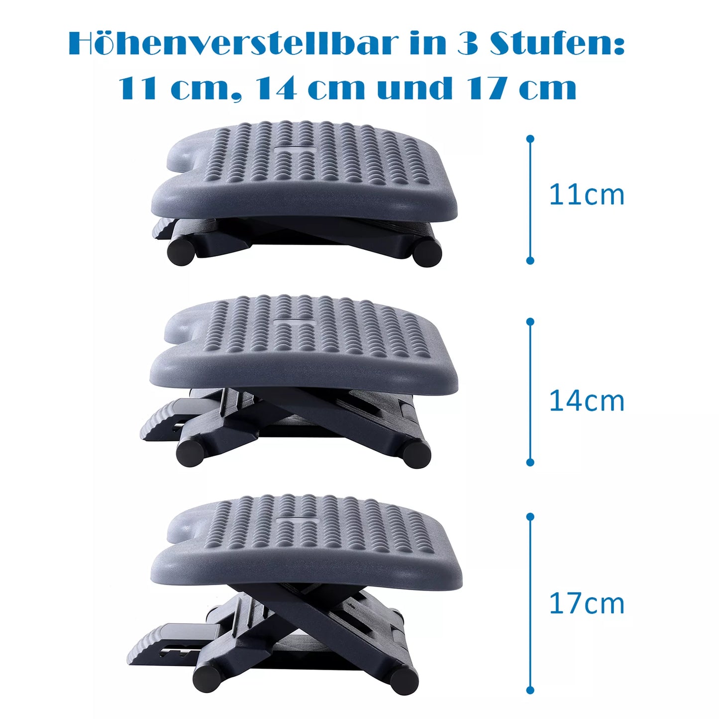 Pėdos atrama, reguliuojamo aukščio, su reguliuojamu pasvirimo kampu, 46 cm x 35 cm x 11-17 cm, pilkos spalvos