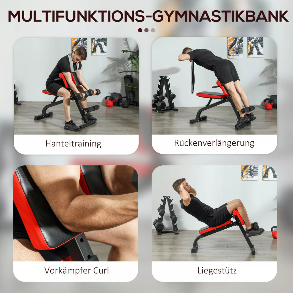 Hantelbank, daugiafunkcinė treniruoklių suolelė, sulankstoma treniruoklių suolelė, atlaiko iki 300 kg svorį, plienas, juoda