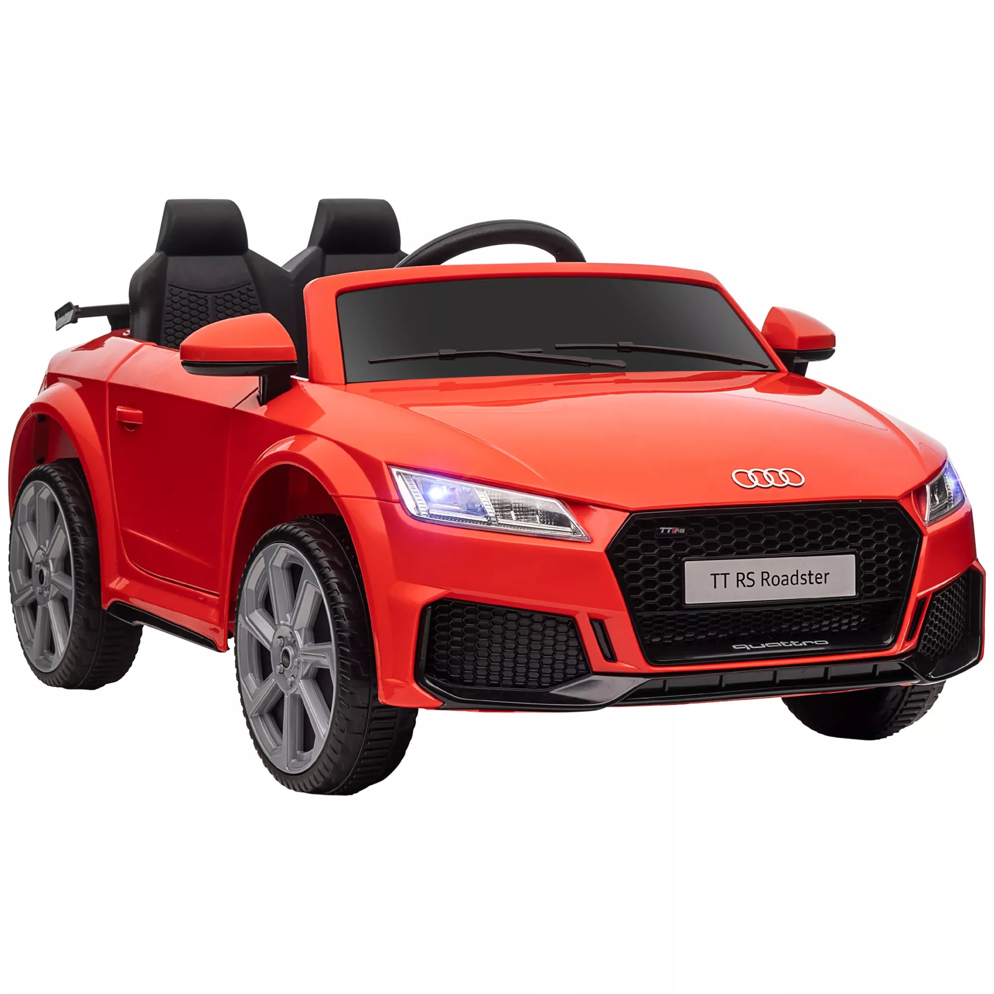 „Audi“ vaikų elektrinis automobilis 12 V su 2,4 G nuotolinio valdymo pultu, muzika, signaline, elektrine transporto priemone su LED lempute, USB/MP3 jungtimi, atbulinės eigos funkcija, skirta 3–5 metų vaikams, raudonos spalvos