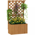 Aukštas gėlių dėžė su grotelėmis, grotelės gėlių vazonai, medinės gėlių dėžės, sodo grotelės 64 x 33 x 122 cm, natūralaus medžio