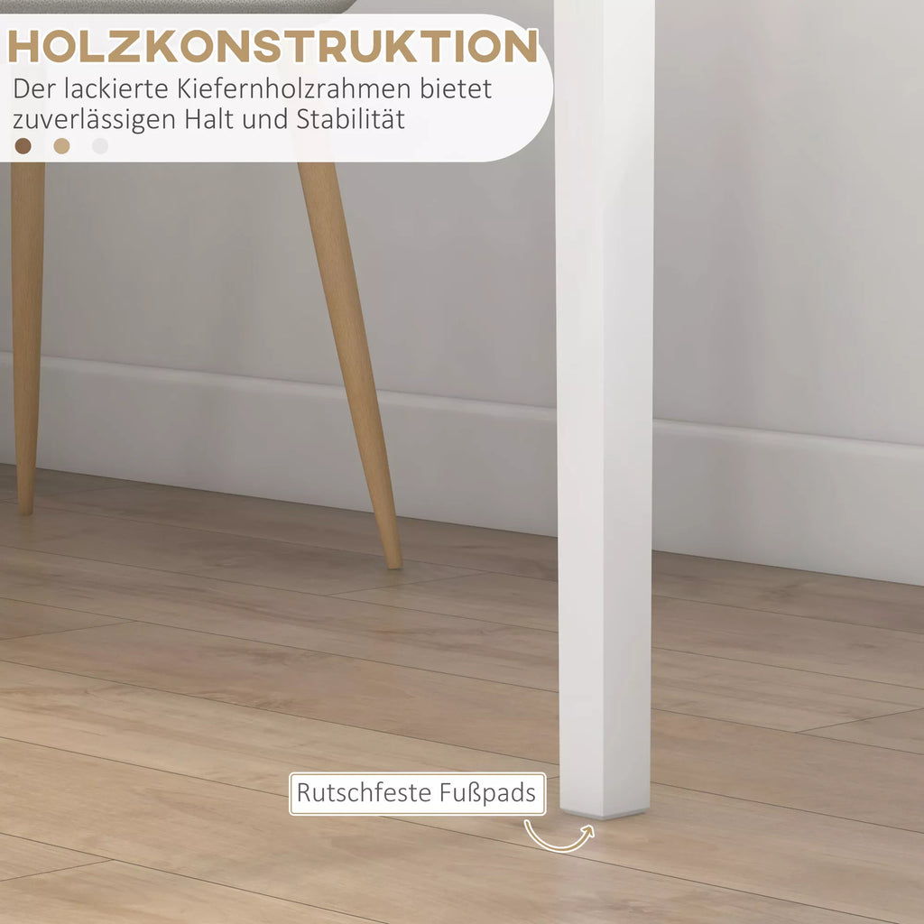 HOMCOM Virtuvės ir valgomojo stalas, kvadratinis, modernaus dizaino, 75 cm x 75 cm x 76 cm, baltas