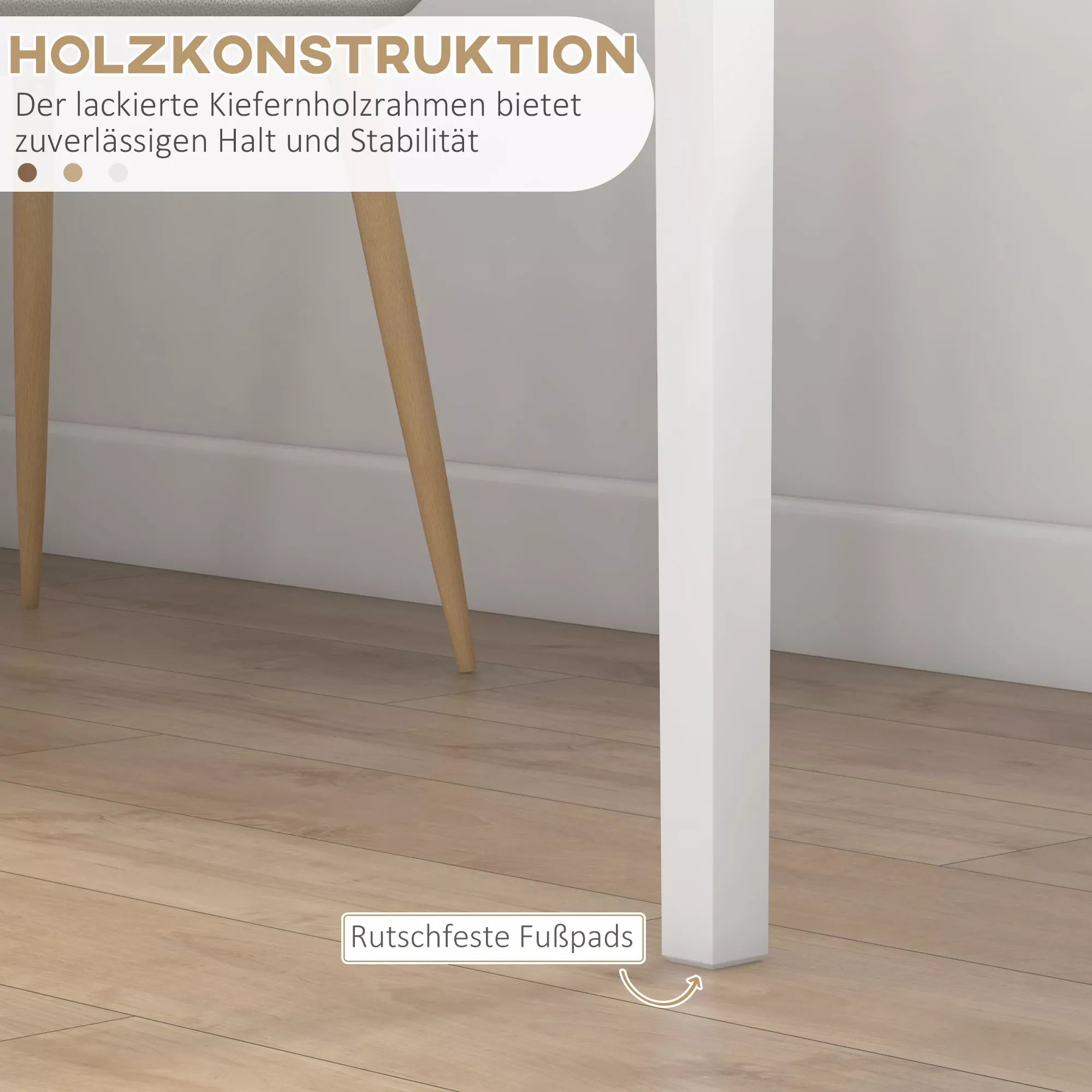 HOMCOM Virtuvės ir valgomojo stalas, kvadratinis, modernaus dizaino, 75 cm x 75 cm x 76 cm, baltas