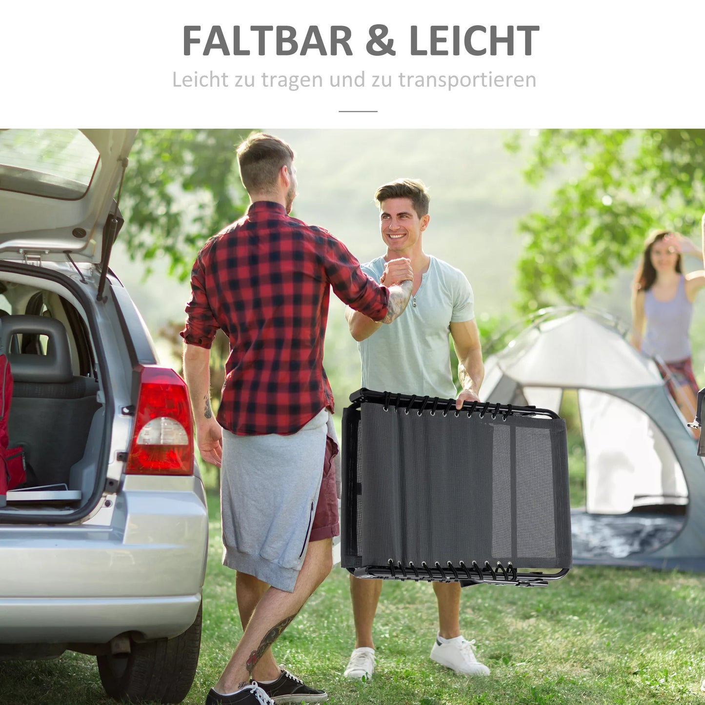 Gultas, sulankstomas gultas su pagalve kaklui, plieninis rėmas, tinklinis audinys, 120 kg apkrova, pilkos spalvos