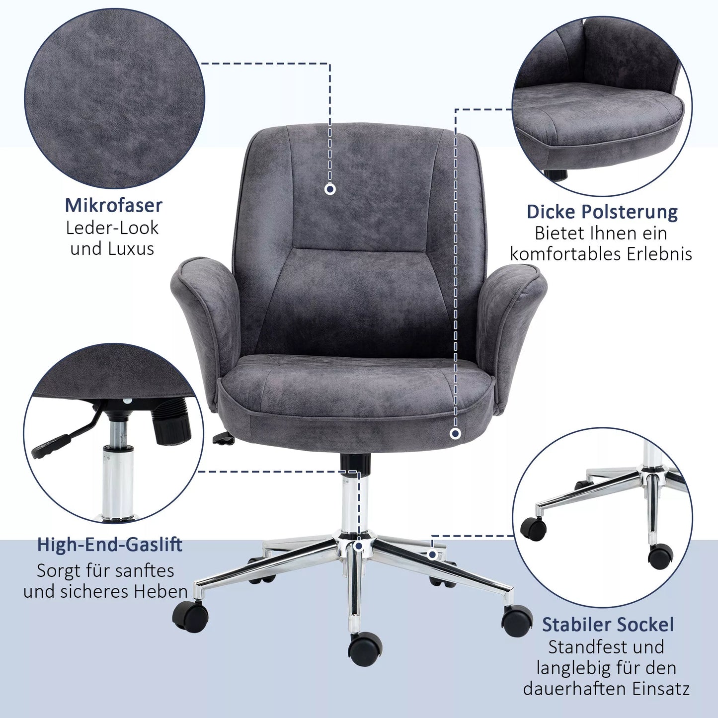 Biuro kėdė, darbo kėdė, reguliuojamas aukštis, svyravimo funkcija, pasukama, plienas, tamsiai pilka, 67 x 69 x 102 cm