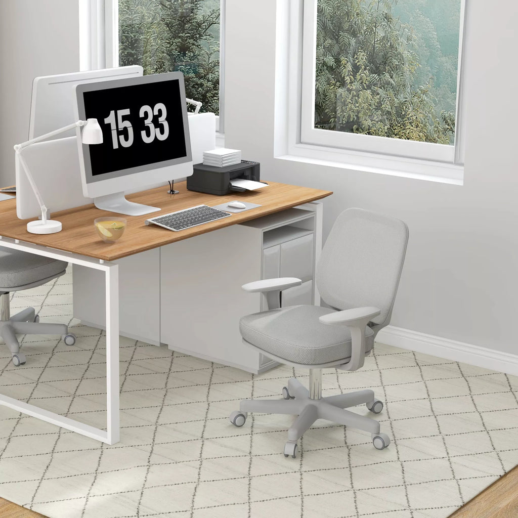 Biuro kėdė, Ergonomiška rašomojo stalo kėdė su sukimosi funkcija, Reguliuojamas aukštis 55 x 48 x 82,5-94,5 cm Pilka