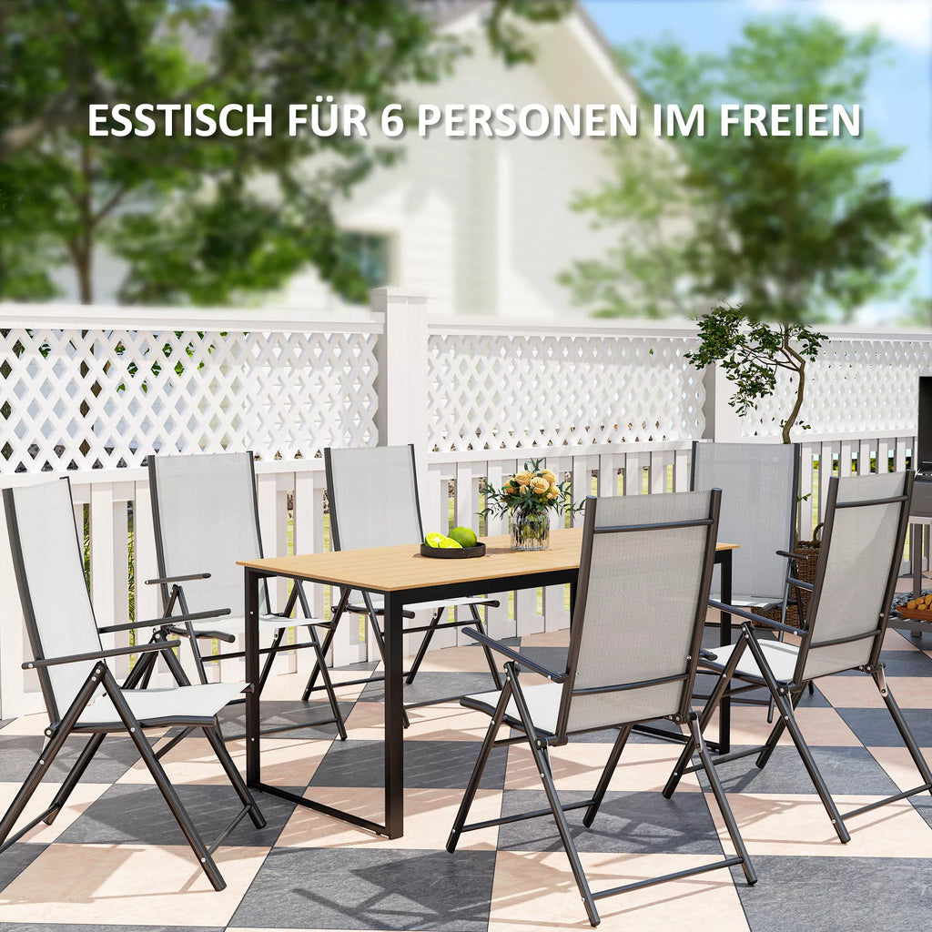 Sodo stalas 6 asmenims 160 x 80 cm Atsparus atmosferos poveikiui balkono stalas su lamelių stalviršiu, lauko bufetas iš tiko medžio