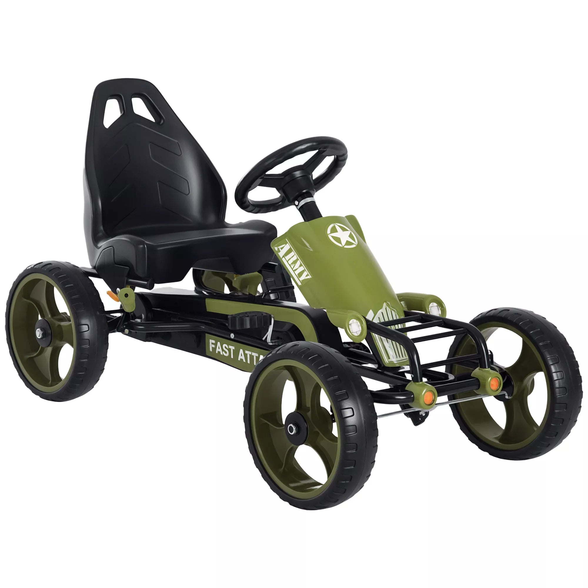 Pedalinis kartingas vaikams nuo 3 metų reguliuojama sėdyne, žalias