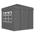 2,5 x 2,5 m Pop-up paviljonas su šoninemis sienelėmis ir transportavimo krepšiu, UPF50+ aukščio reguliavimo sodo palapinė, tamsiai pilka