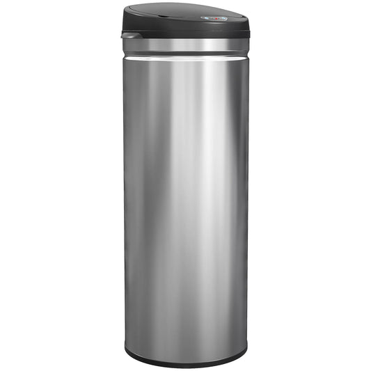 50 litrų sensorinė šiukšliadėžė su švelnaus uždarymo funkcija, bekontaktis nerūdijančio plieno šiukšlių kibiras higieniškiems virtuvės, biuro poreikiams, sidabrinės spalvos