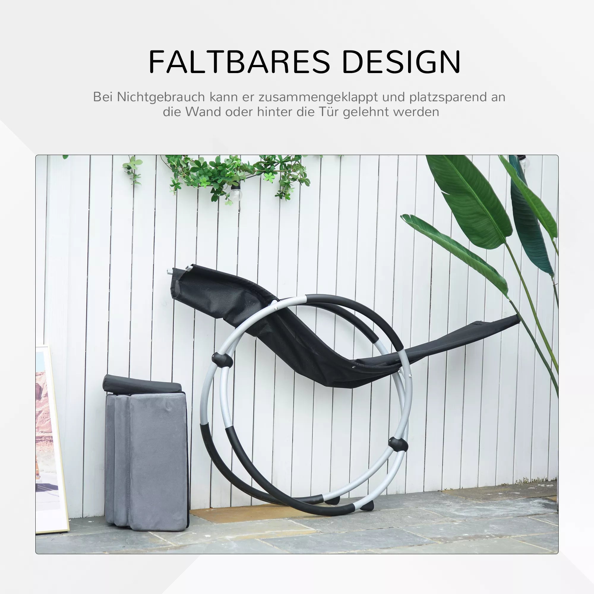 Ergonomiškas supamasis krėslas 2 in 1 Sūpynės Sodo kėdė Supamasis gultas Metalo tekstilė Rutulio formos Tamsiai pilka 145 x 74 x 86 cm