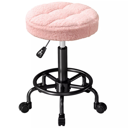 Aukščio reguliavimo ratinis pasukamas darbo taburetė 55-66 cm, 360° besisukantis, Ø50 x 50-66 cm, Rožinė