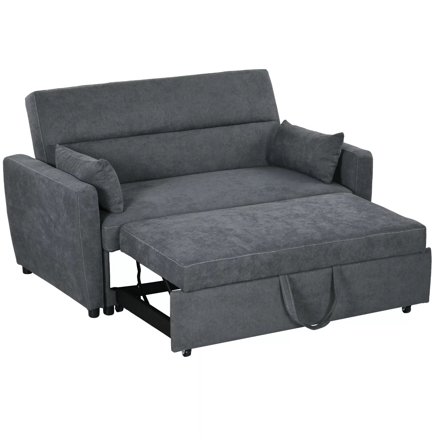 Miegamoji sofa, 2 vietų, išlankstoma, iki 200 kg, medinis rėmas, 155x90x88,5cm, tamsiai pilka