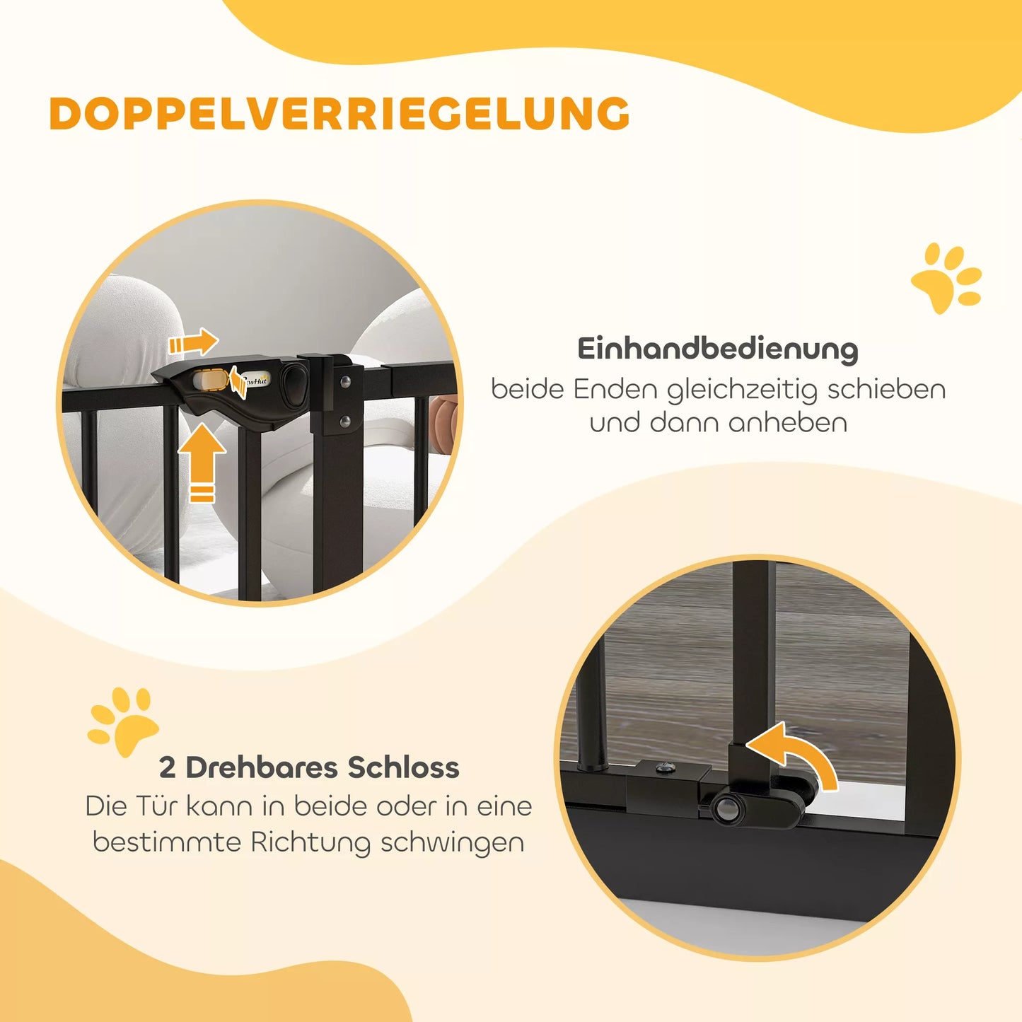 Apsauginiai varteliai šunims, Barjeriniai varteliai, Apsauginiai varteliai augintiniams, Metalas, Plastikas, 74-80/87-94 cm, Juoda