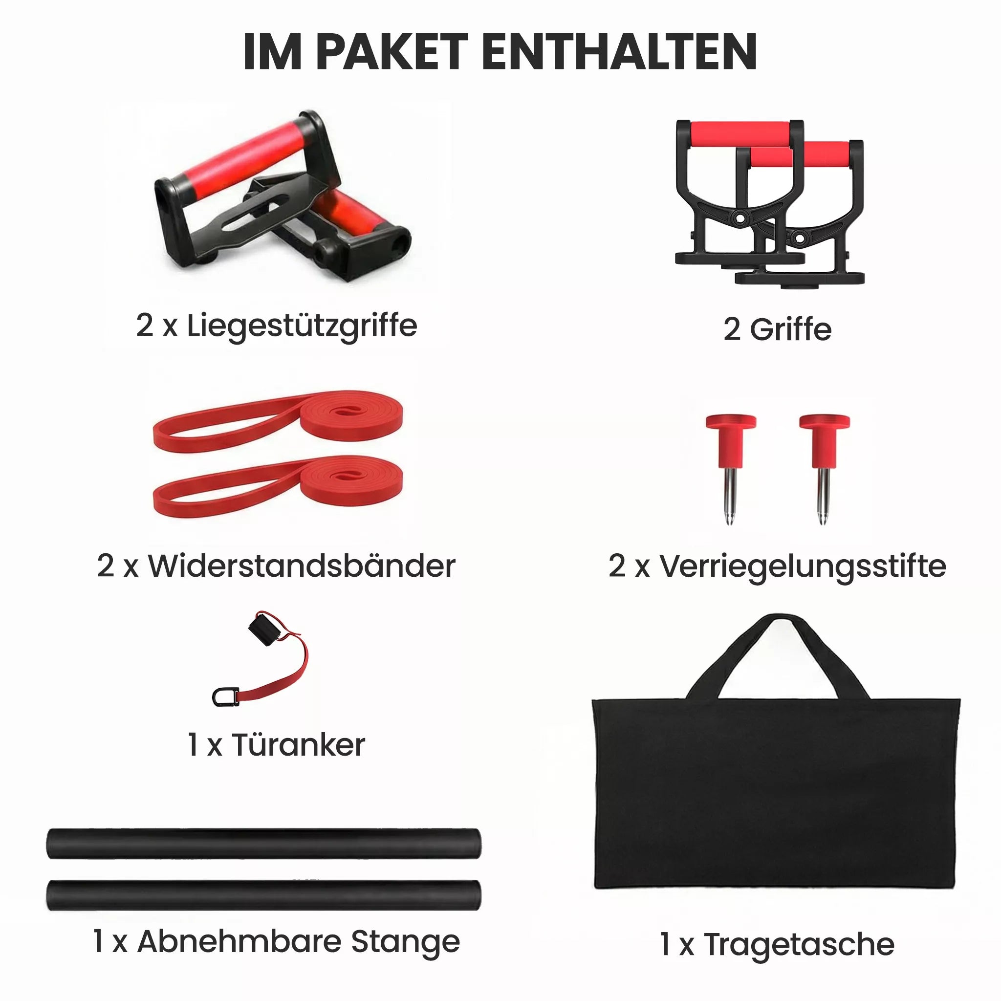Liegestützbrett 7-in-1 Reguliuojama Push Up Board su atsparumo juostomis Rulonais Durų inkaro, Sulankstoma