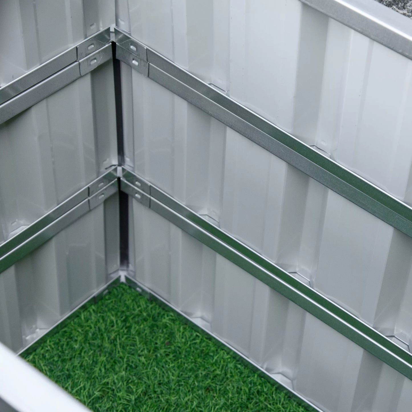 Pakeltas lysvas 3 pakopų iš plieno su T formos etiketėmis, pirštinėmis, gėlių laiptais, žolelių lysve, daržovių lysve balkonui, sodui, tamsiai pilkas, 118 x 118 x 62 cm