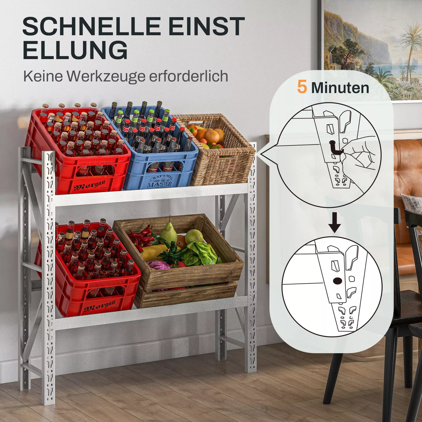 Laikiklis gėrimų dėžėms, iki 6 dėžių, reguliuojamo aukščio, plieninis rėmas, 110x30x110 cm, Baltas