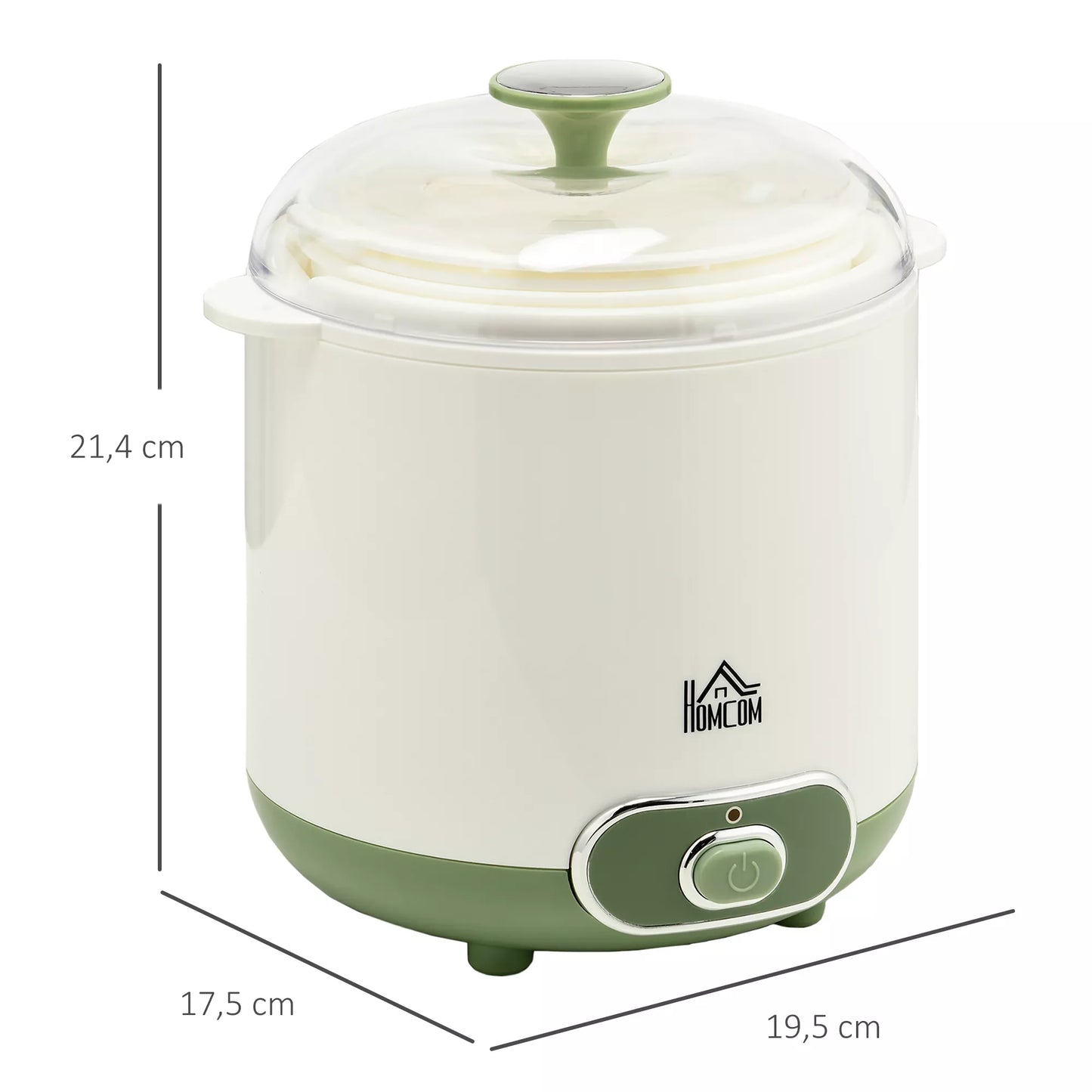 Jogurto gaminimo aparatas, 1,5 L jogurto aparatas su 2 stiklainiais, sieteliu, dangteliu, 20 W jogurto gamintojas graikiškam jogurtui, 3–5 žmonėms, 19,5x17,5x21,4 cm, baltas