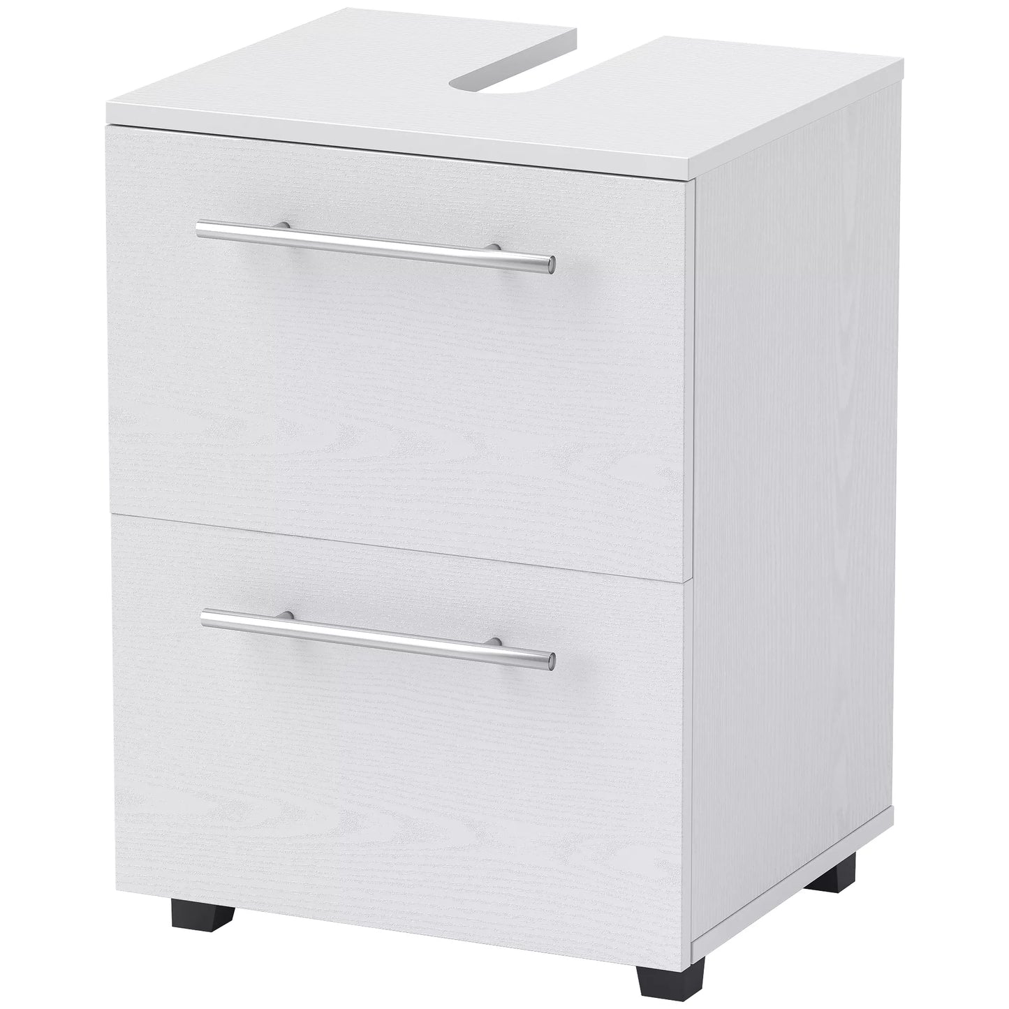 Vonios spintelė, praustuvo komoda su stalčiumi, kompaktiška, medžio drožlių plokštė, balta