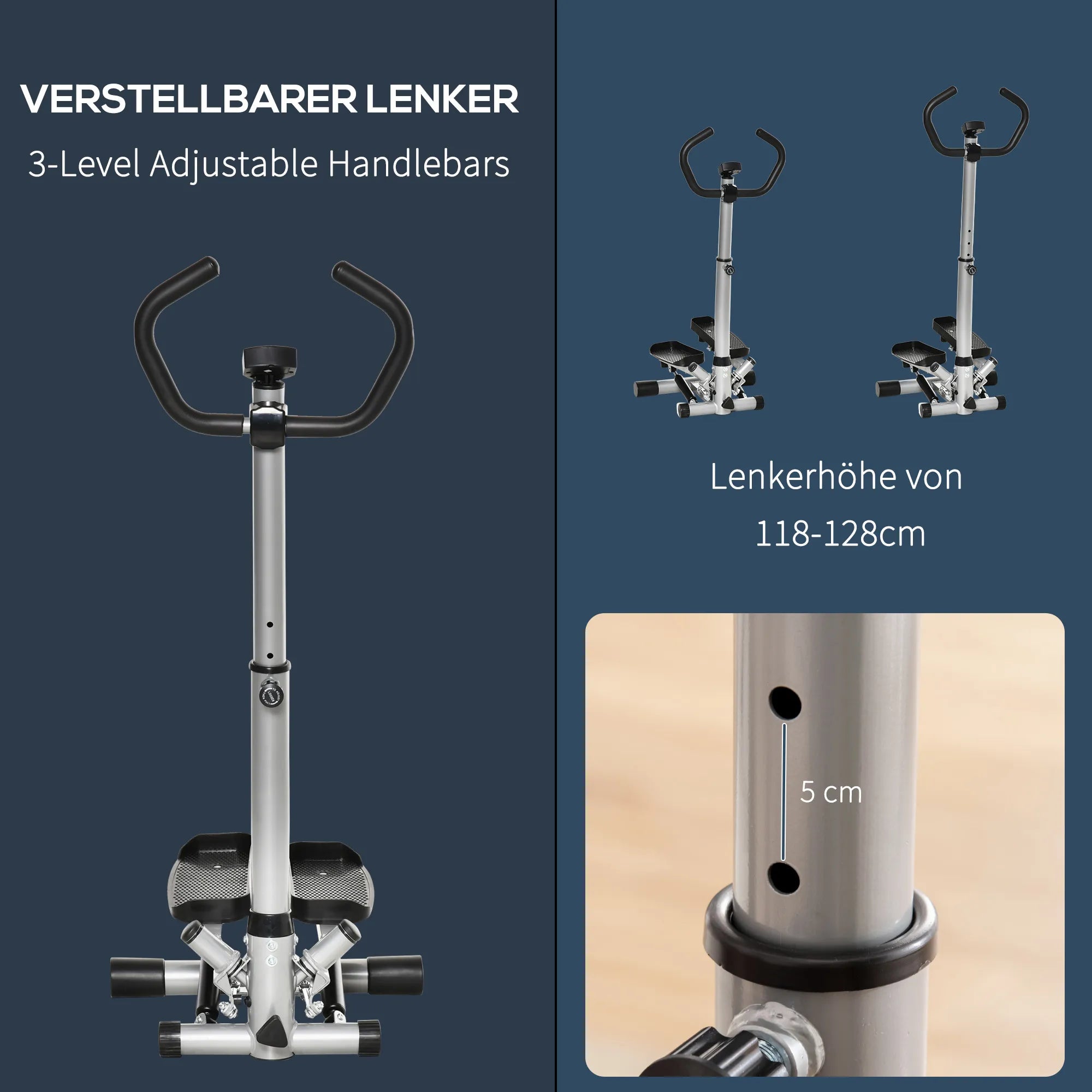 Stepper treniruoklis namams su LCD ekranu, reguliuojamu greičiu, metalo ABS 55 x 53 x 118-128 cm