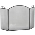 Sulankstomas metalinis židinio ekranas, apsaugantis nuo kibirkščių, 110 x 24 x 76,5 cm, juodas