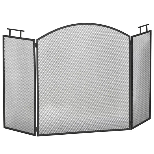 Sulankstomas metalinis židinio ekranas, apsaugantis nuo kibirkščių, 110 x 24 x 76,5 cm, juodas