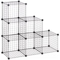 Metalinė kubelių lentynėlė, reguliuojama kubelių spintelė drabužiams, knygoms, žaislams, lanksti, 109 (ilgis) x 37 (plotis) x 109 (aukštis) cm, juoda