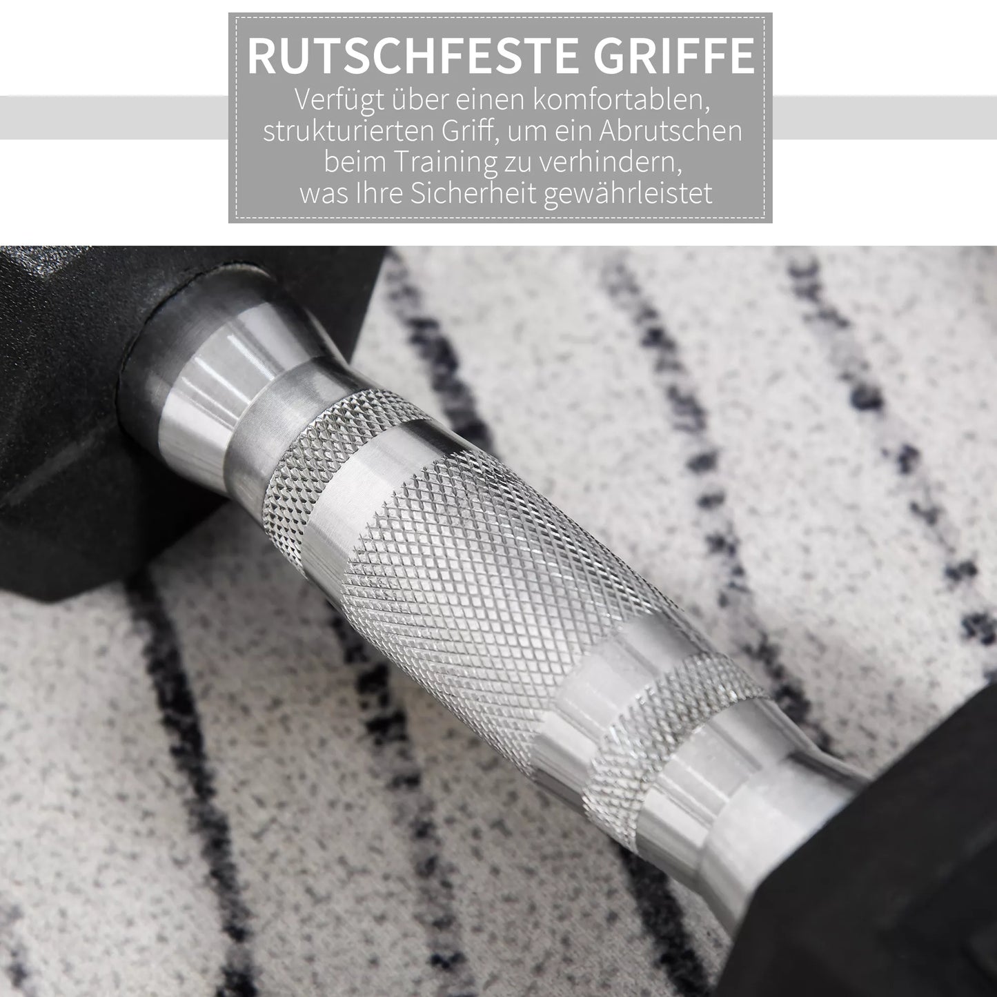 HOMCOM Šešiakampės hantelės, 2 vnt. hantelių rinkinys su rifliuota rankena, ketaus hantelių rinkinys, 2 x 10 kg, hantelės vyrams ir moterims, namams, sporto salei, jėgos treniruotėms