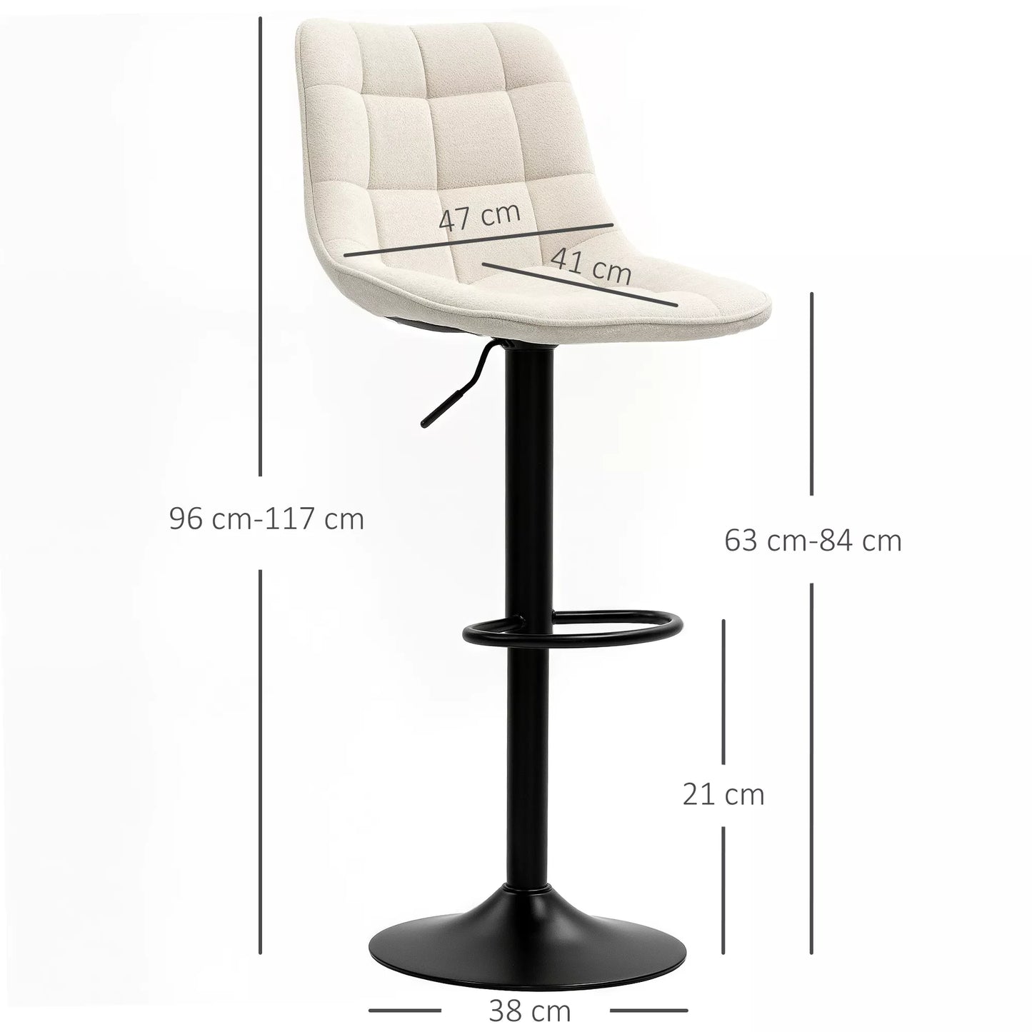 Moderni baro kėdė, 2 vnt. komplektas, su atlošu, reguliuojamo aukščio, su kojų atrama, minkšta apmušalu, smėlio spalvos