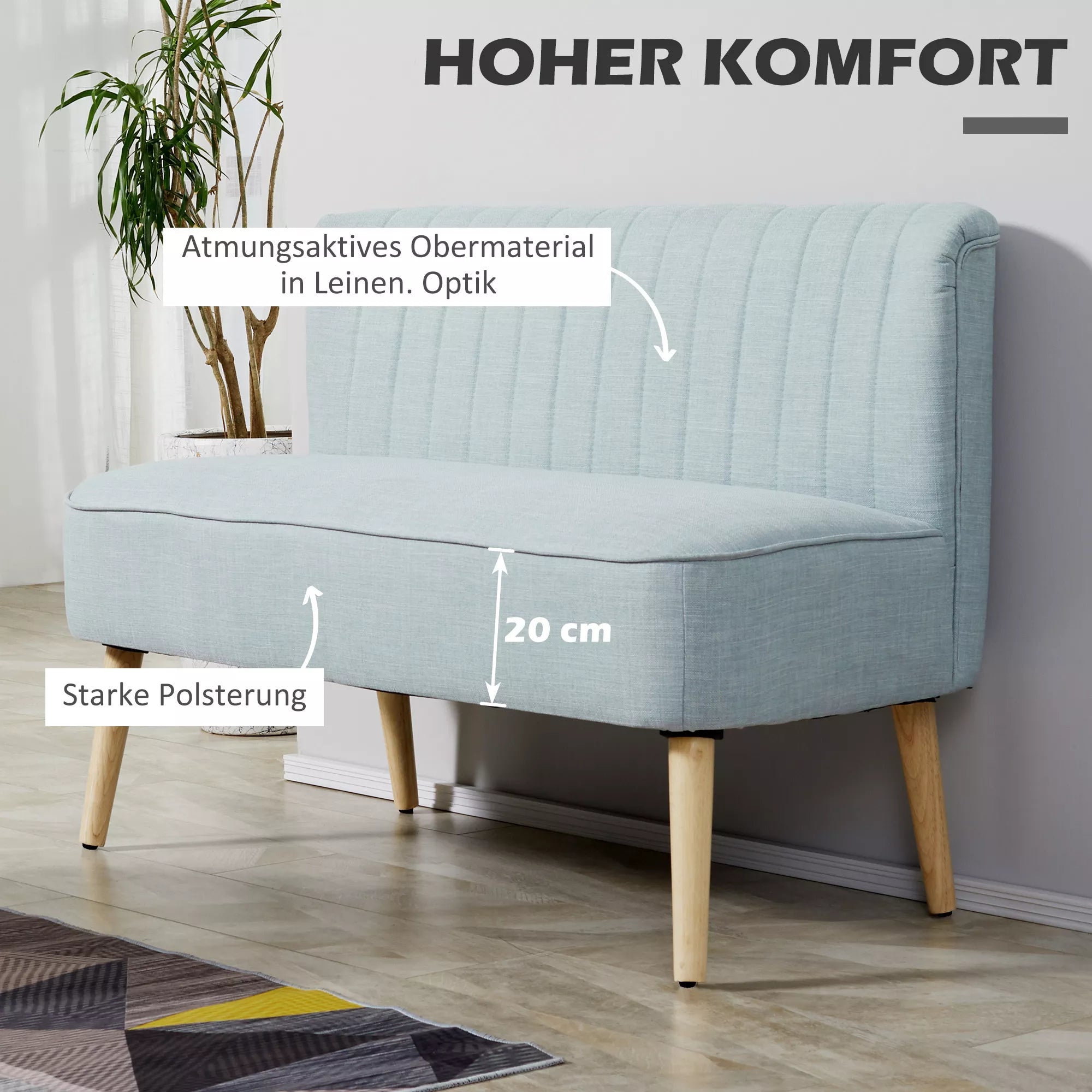 2 vietų sofa, minkšta apmušalai, lengvai prižiūrimi apmušalai, iki 150 kg, 117 x 56,5 x 77 cm, šviesiai žalia