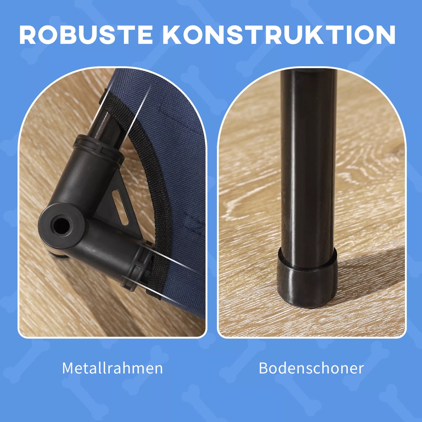 Šunų lova su baldakimu, lauko šunų lova, sulankstoma, paaukštinta konstrukcija, Mėlyna + Juoda