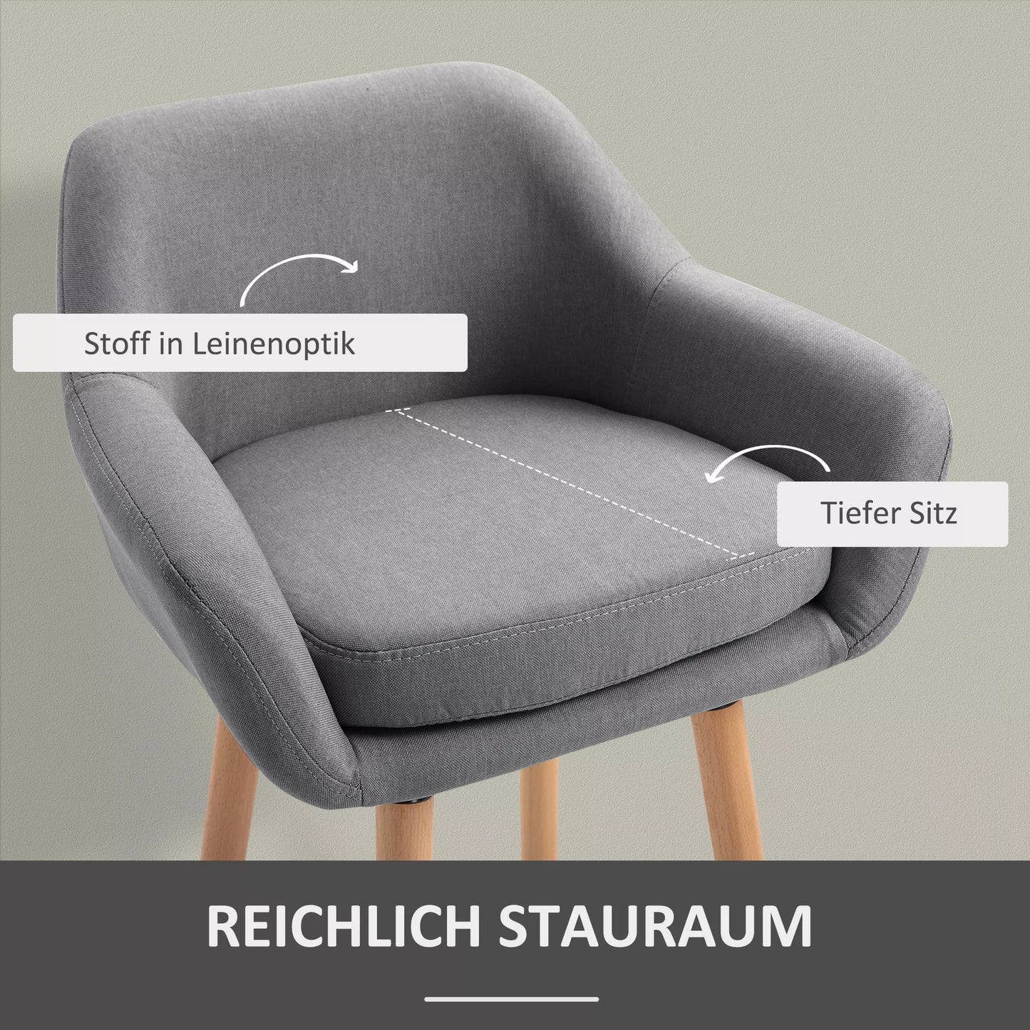 2 vnt. rinkinys baro kėdžių, su atrama kojoms, masyvi mediena, 55 cm x 48 cm x 100 cm, pilka