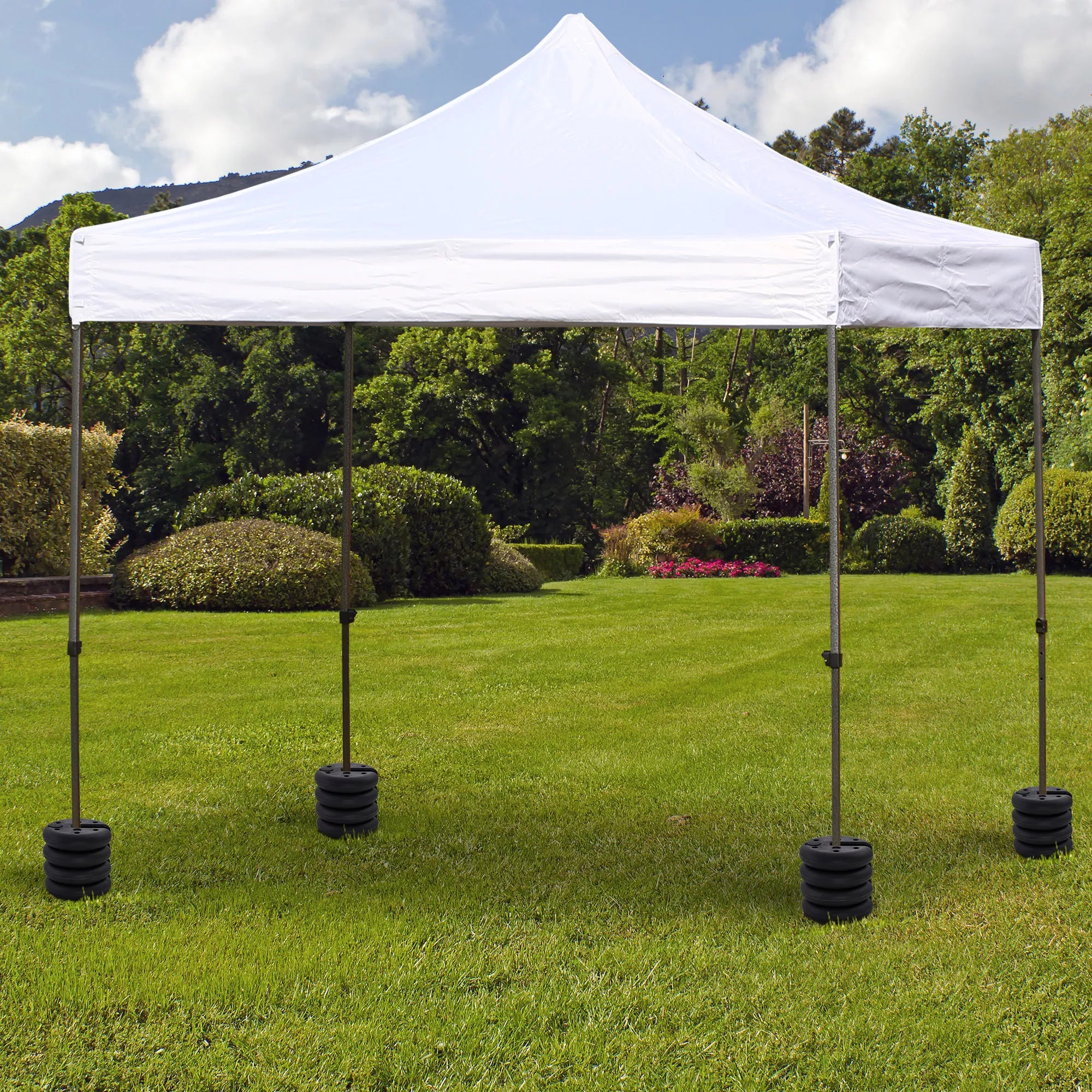 Paviljono stovas, 4 vnt. Svoris Šventinis palapinės paviljono svoris, užpildomas iki 5 kg Svoriai paviljonui Paviljonų svoriai Ø25 x 6 cm Juodi