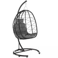 Kabinamas kėdė Lauko kabinama kėdė „Egg Chair“, atspari atmosferos poveikiui, su pagalvėle, 102 cm x 102 cm x 195 cm, tamsiai pilka