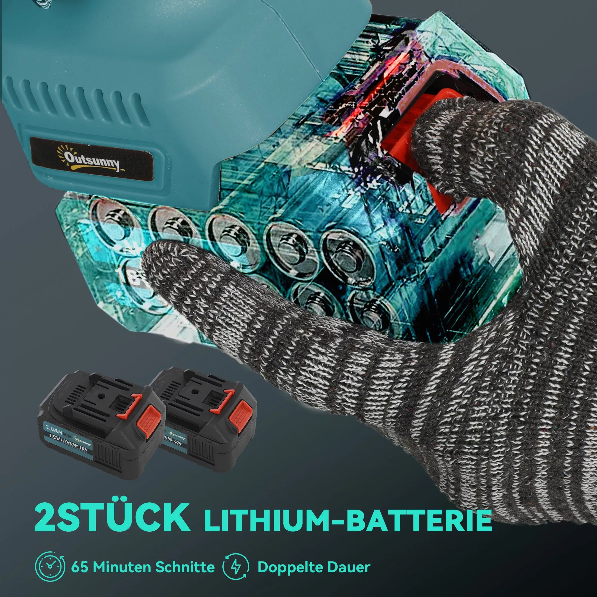 2-in-1 Mini grandininis pjūklas 580W su 8000mAh akumuliatoriumi Saugos užraktas 8 coliai 42 x 29 x 10,5 cm Mėlyna