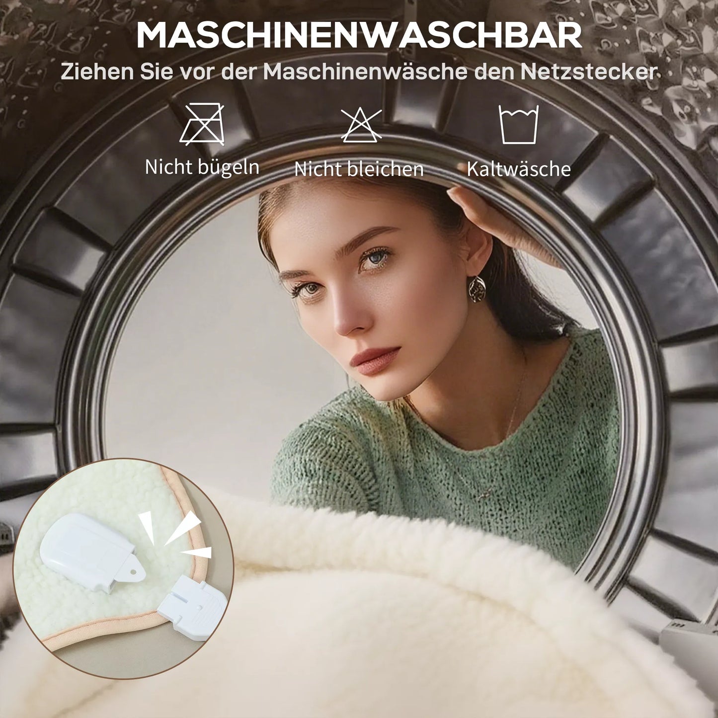 Šildoma antklodė su dviejų zonų valdymu 160 x 140 cm, skalbiama skalbimo mašinoje, su 5 šildymo lygiais, 10 valandų laikmačiu, apsauga nuo perkaitimo