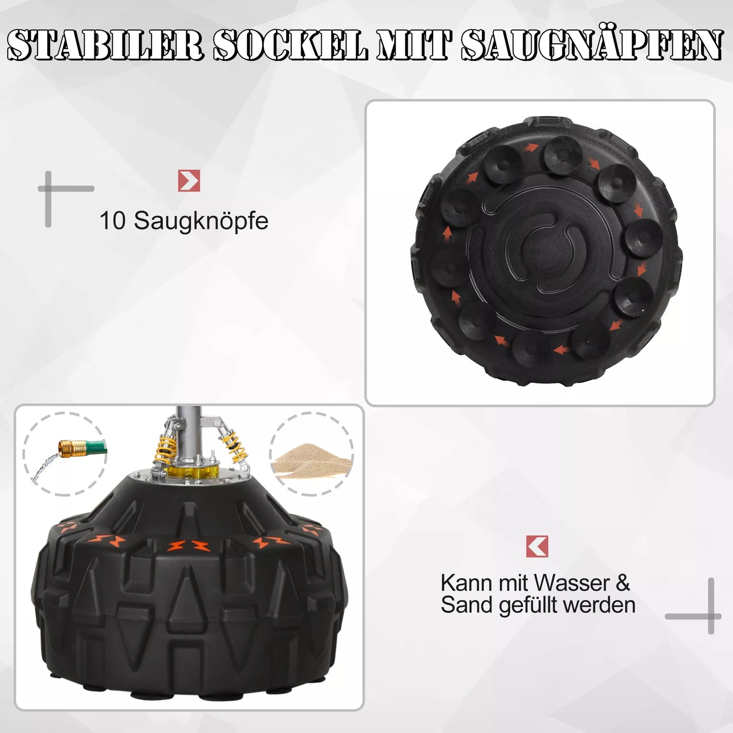 Laisvai statomas bokso maišas suaugusiems, treniruočių įrenginys, bokso partneris, asistentas treniruotėms su siurbimo pagrindu, juoda+raudona, 60x60x180 cm