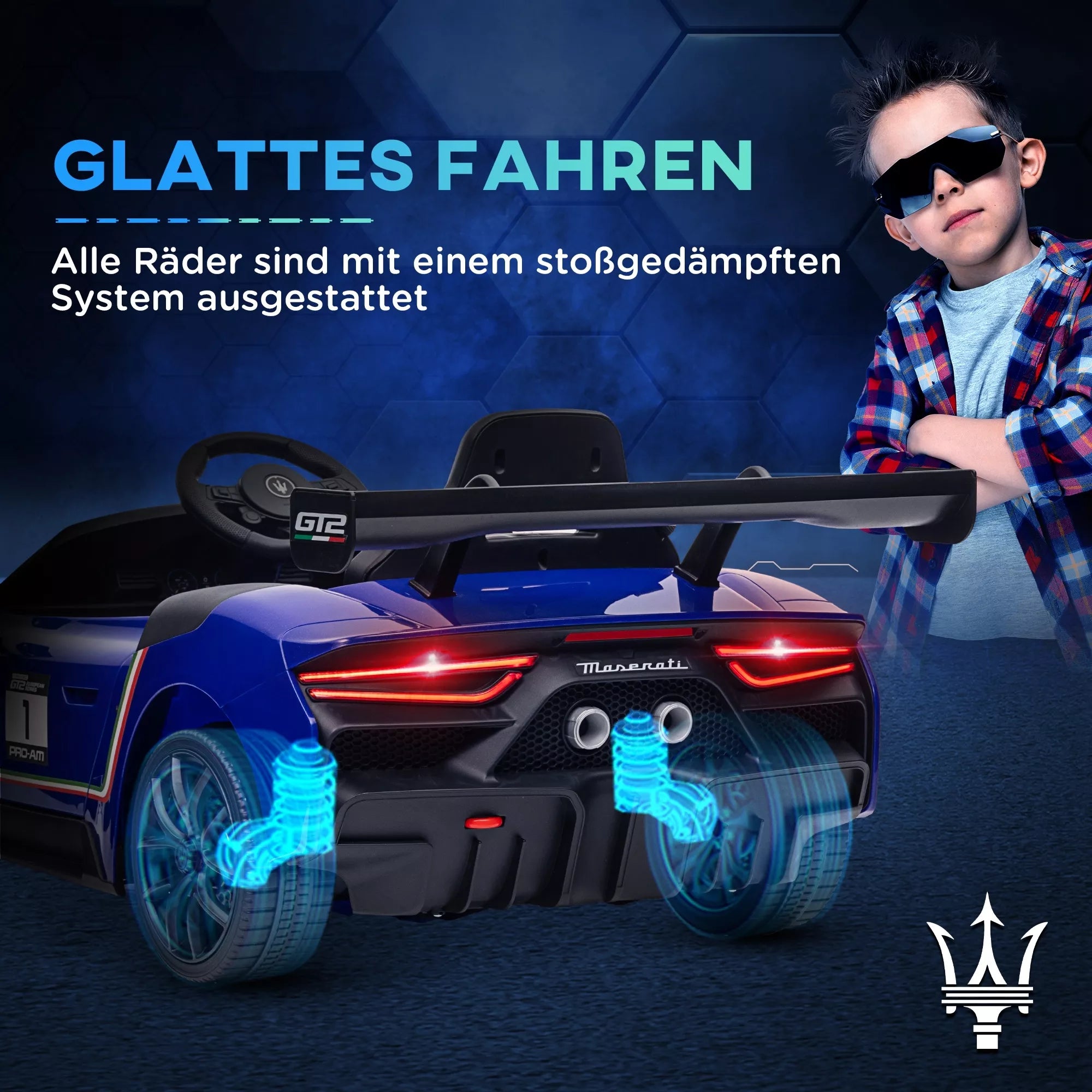 Elektrinis vaikų automobilis 12 V, licencijuotas, nuotolinio valdymo pultas, amortizuojantys ratai, mėlynas, 115 x 60 x 45 cm