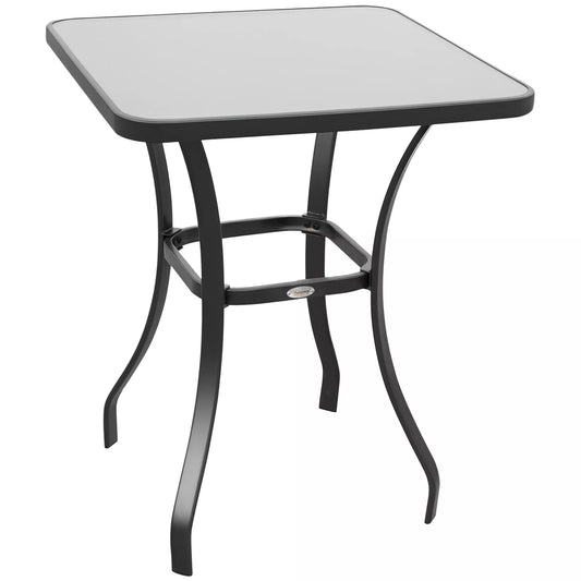 Sodo stalas Bistrostalas Stiklinis stalas Grūdintas stiklas+Metalas Juodas I68,5xP68,5xAU84cm