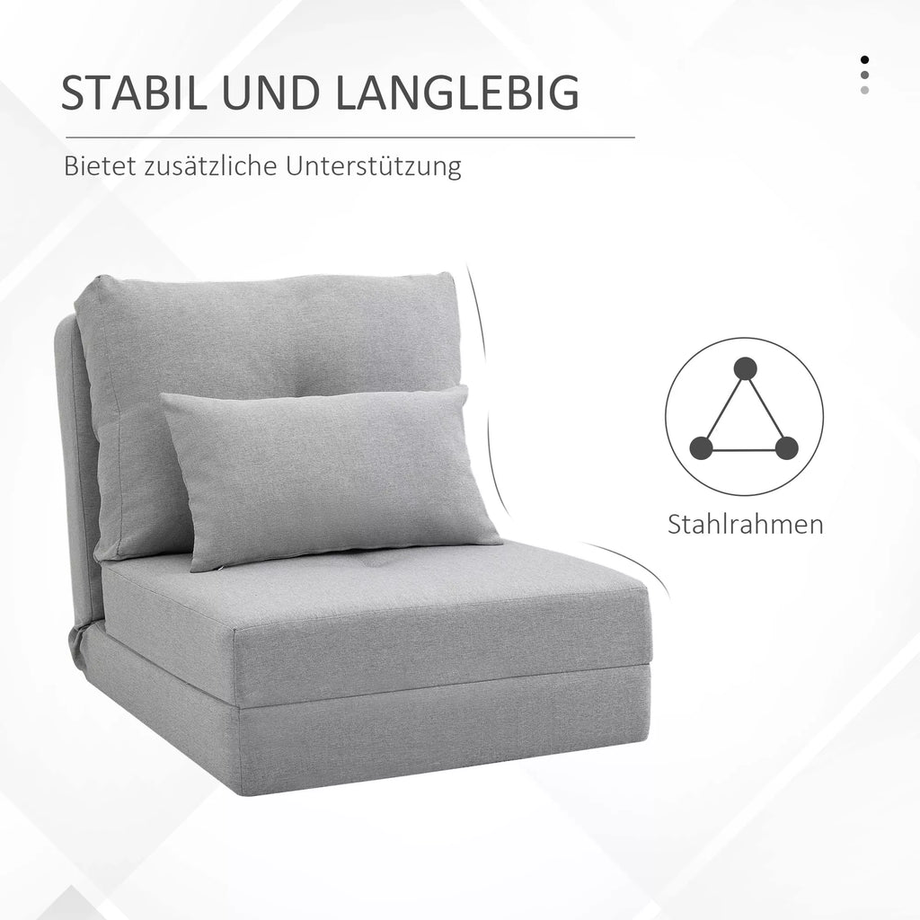 Sulankstomas grindų fotelis-lova, reguliuojamas, pilkas