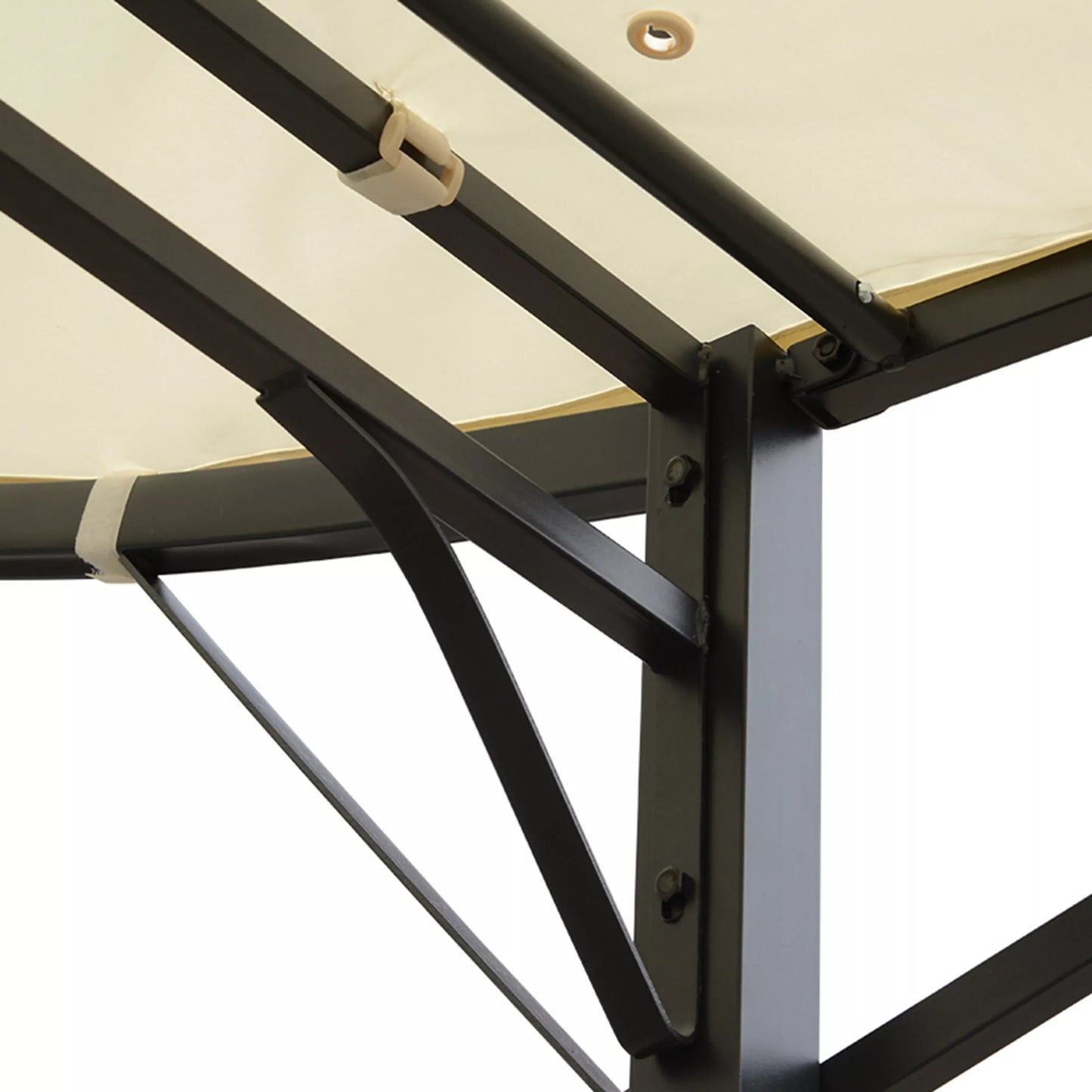 Paviljonas su atlenkiamu stogo prailginimu, atsparus atmosferos poveikiui, 3 x 2,5 m, kreminės baltos spalvos