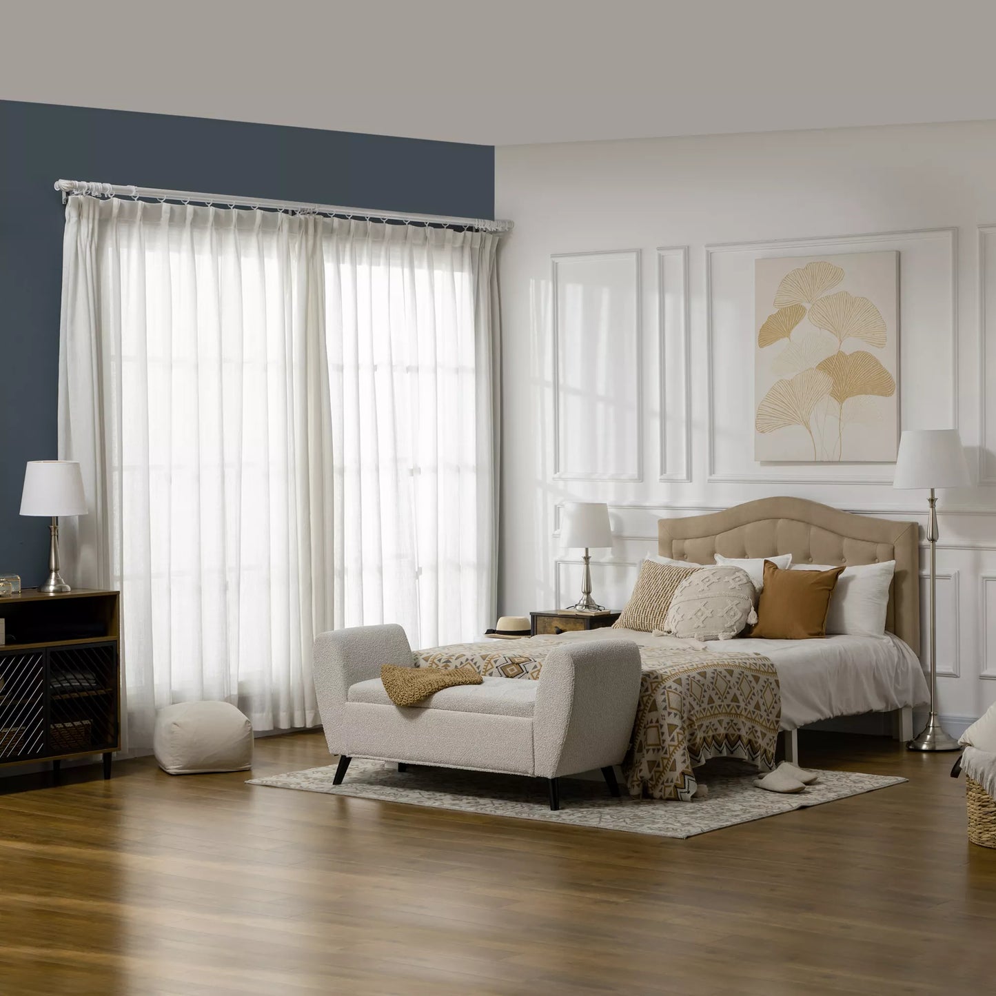 3 dalių vintažinio dizaino šviestuvų komplektas, 2 stalinės lempos, 1 pastatomas šviestuvas, 35,5 cm x 35,5 cm x 146 cm, Sidabrinė + Balta