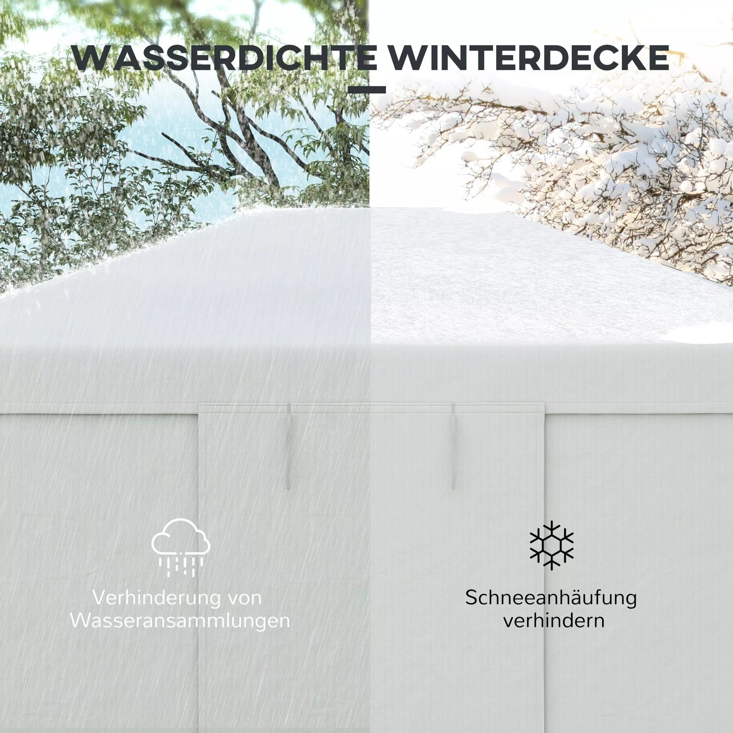 Pakaitinis stogelis paviljonui, atsparus oro sąlygoms, 360 x 300 x 270 cm, baltas