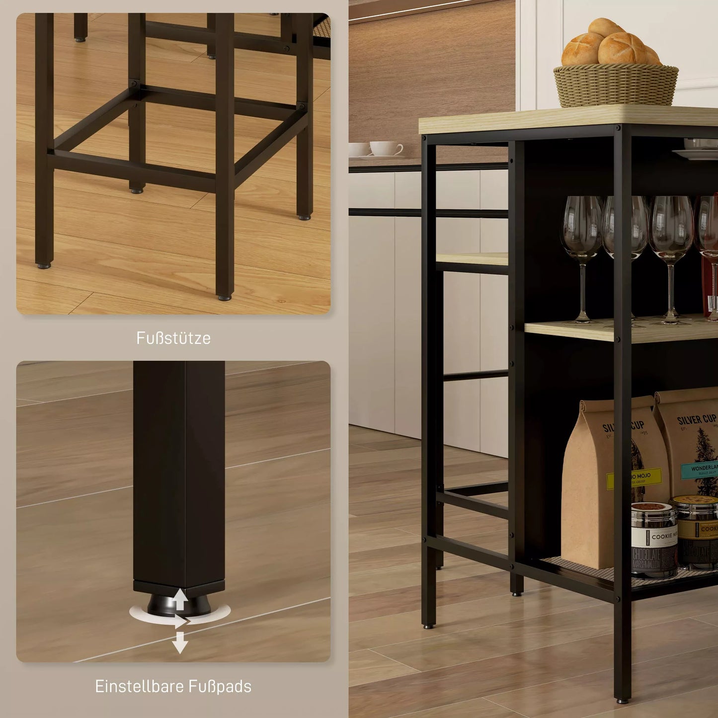 Baras, 2 baro kėdės ir 1 baro stalas, atsparus dėmėms, stabilus, plieninis rėmas, juodas/ąžuolas